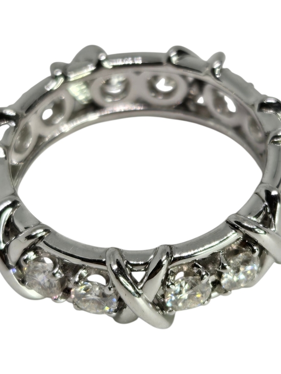 Genuine Diamond Cluster Ring 1.4 CTW Size 6.5 Sterling Silver 925 Eternity Band